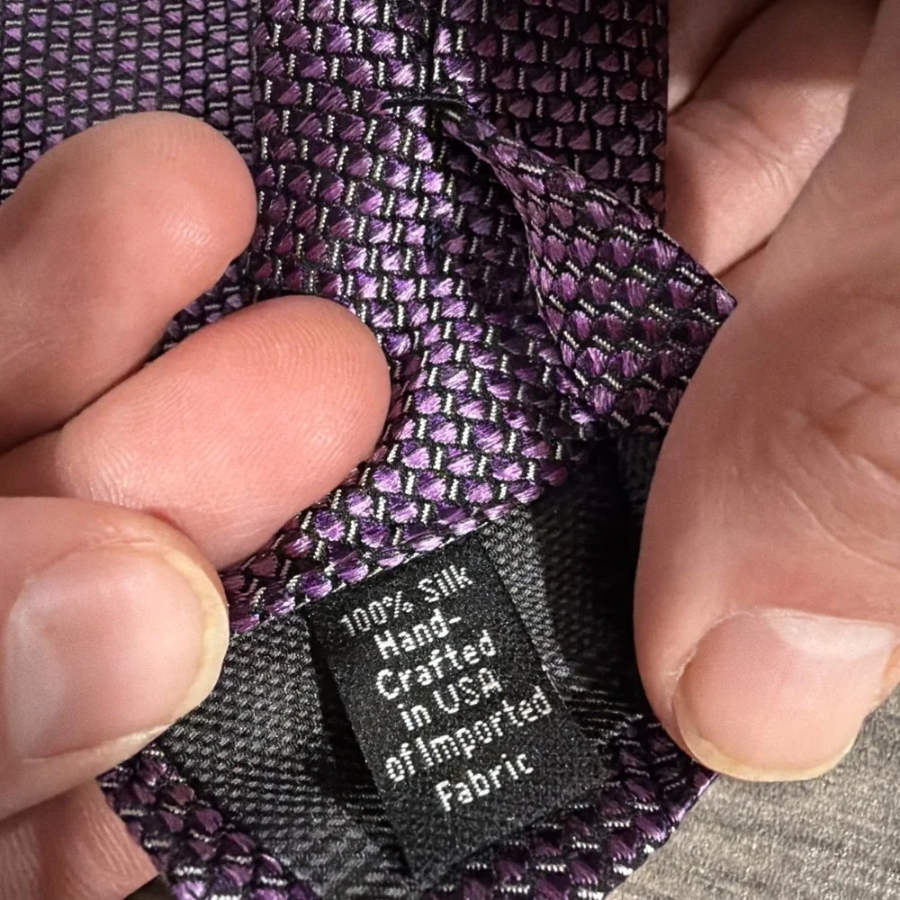 J Z Richard's Men's Silk‎ Tie Geometrical Print  Purple 100% Silk Made In USA